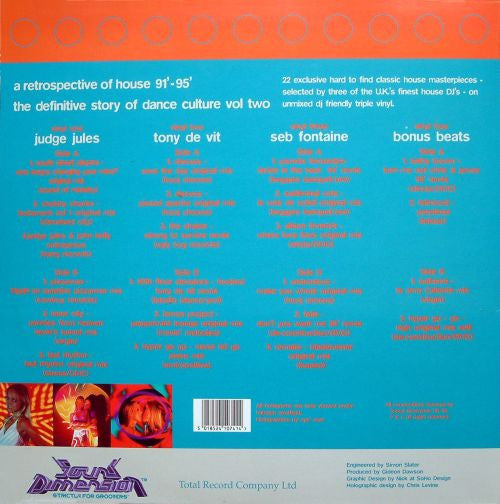 Image of Back Cover of 4xLP - VG/VG+ - VARIOUS, A Retrospective Of House '91 - '95 Volume Two (Sound Dimension Recordings; sdimlp4, UK 1995, Gatefold), Records very clean. Very slight wear / creasing at bottom of sleeve opening. Hologram sticker on front,  - 3316421C