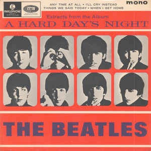Image of Front Cover of 7" - VG/VG+ - BEATLES, Extract From The Album A Hard Day's Night (Parlophone; GEP 8924, UK 1965, Laminated Flipback Sleeve With Diagonal Ends To Flipbacks, First Pressing), Writing On Rear Sleeve, Slight Sticker Damage,  - 3326169E
