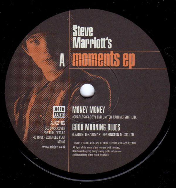 Image of Label Cover of 7" EP - VG+/VG+ - STEVE MARRIOTT / THE MOMENTS, Steve Marriott's Moments EP (Acid Jazz ; AJX210S, UK 2008, Flipback Sleeve), ,  - 4216169C