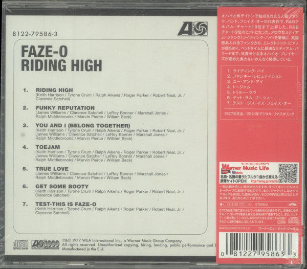 Image of Back Cover of CD - EX/EX - FAZE-O, Riding High (Atlantic; 8122-79586-3, Europe 2013, Obi Strip), ,  - 3356144S