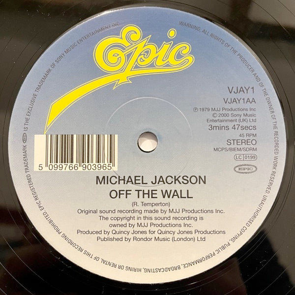 Image of Back Cover of 12" - VG+/VG+ - MICHAEL JACKSON, Don't Stop 'Til You Get Enough / Off The Wall (Epic; VJAY1, UK 2000 Reissue, Company Sleeve), ,  - 3316383C