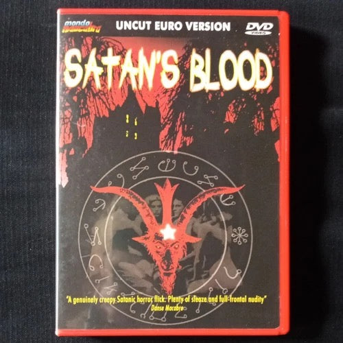 Image of Front Cover of DVD - VG/VG+ - CARLOS PUERTO, Satan's Blood (Mondo Macabro; MOD123, US 2006 Reissue, Region 1. Uncut euro version), Hole punch through barcode, small bump on case.,  - 3316438C