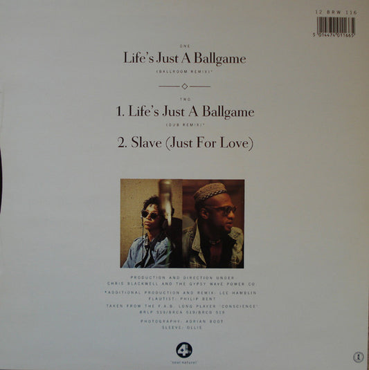 Image of Front Cover of 12" - VG/VG - WOMACK & WOMACK, Life's Just A Ballgame (4th & Broadway; 12 BRW 116, UK 1988, Picture Sleeve), ,  - 3316428C