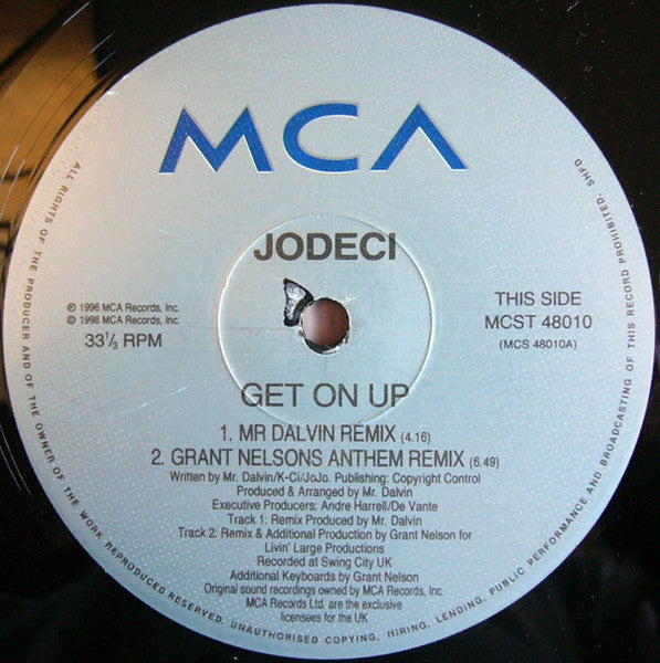 Image of Label Cover of 12" - G+/VG - JODECI, Get On Up (MCA Records; MCST 48010, UK 1996, Picture Sleeve), Sleeve has heavy edge and corner wear, creasing, light damage,  - 3316498C