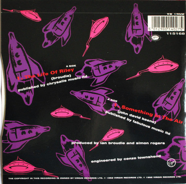 Image of Back Cover of 7" - VG/VG - THE LIGHTNING SEEDS, The Life Of Riley (Virgin; VS 1402, UK 1992, Picture Sleeve), ,  - 3316467C