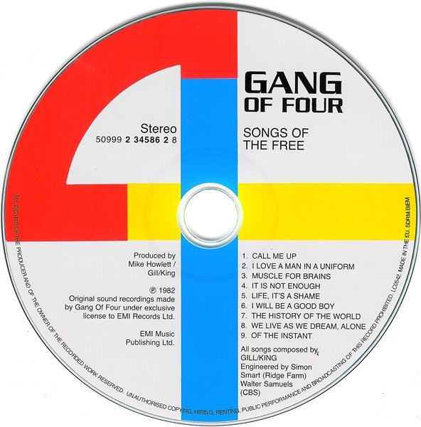 Image of Label Cover of CD - VG+/VG+ - GANG OF FOUR, Songs Of The Free (EMI; 50999 2 34586 2 8, UK & Europe 2008 Reissue, Jewel Case), ,  - 3316418C