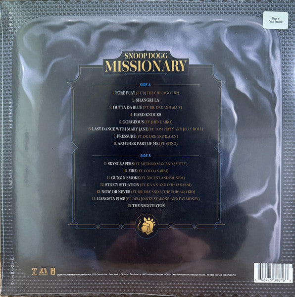 Image of Back Cover of LP - EX/EX - SNOOP DOGG, Missionary (Death Row Records; 602475388166, US 2024, Inner, Picture Disc), Opened Instore, Still In Stickered Shrinkwrap,  - 3346231S