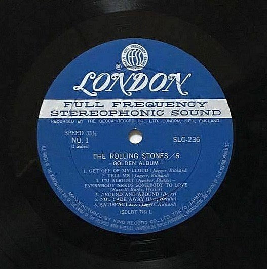 Image of Label Cover of LP - VG+/VG+ - THE ROLLING STONES, The Rolling Stones 6 - Golden Album (London Records; SLC-236, Japan 1969 Reissue, Textured Gatefold Sleeve, Insert, No Poster, No Obi), ,  - 3316524C