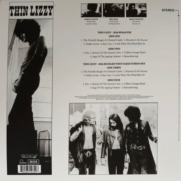 Image of Back Cover of 2xLP - EX/EX - THIN LIZZY, Thin Lizzy (Universal Music Recordings; 00602465547542, Europe 2026 Reissue, Gatefold, Blue Vinyl), Opened Instore, Still In Stickered Shrinkwrap,  - 3346234S