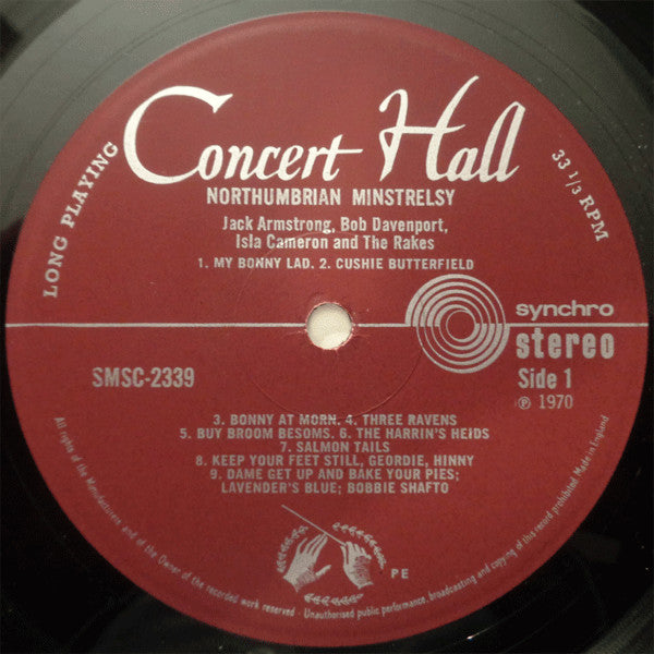 Image of Label Cover of LP - VG/VG - JACK ARMSTRONG, BOB DAVENPORT, ISLA CAMERON AND THE RAKES, Northumbrian Minstrelsy (Concert Hall; SMSC-2339, UK 1970, Laminated Front Sleeve), Rear of sleeve a bit grubby.,  - 3316557C