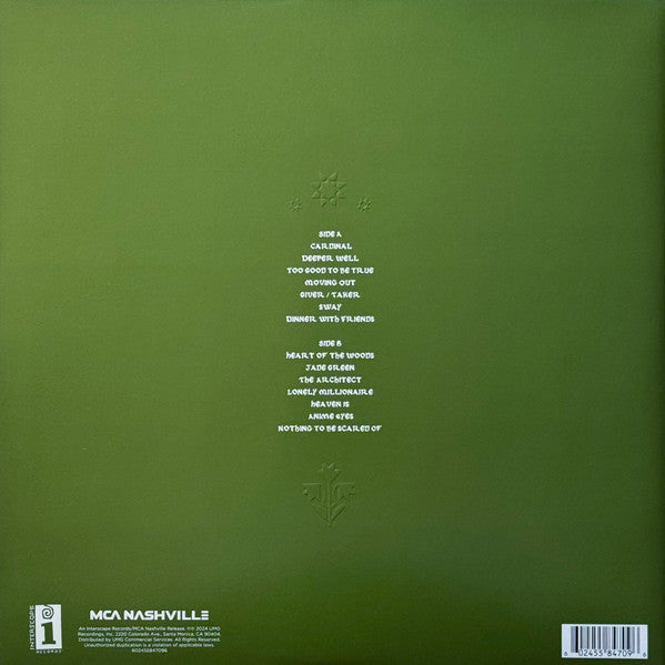Image of Back Cover of LP - VG+/VG+ - KACEY MUSGRAVES, Deeper Well (Interscope Records; 602455847096, Worldwide 2024, Scented Gatefold, Die Cut Inner, Clear w/ Green Splatter), Still In Opened Shrinkwrap With Hype Sticker,  - 3346241S