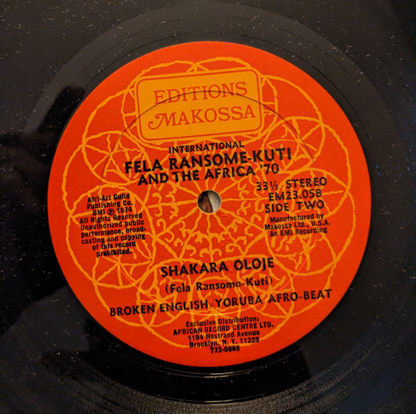 Image of Back Cover of LP - /VG - FELA AND THE AFRICA 70, Shakara (Editions Makossa; EM 23.05, US 1974, No Sleeve), ,  - 3346275S