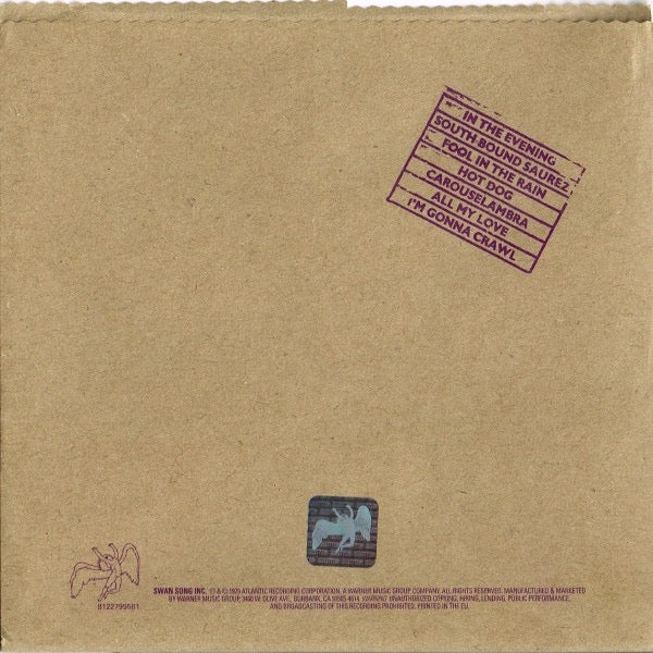 Image of Back Cover of CD - VG+/VG+ - LED ZEPPELIN, In Through The Out Door (Swan Song; 8122795581, Europe 2015 Reissue, Card Sleeve, Booklet & Inner), ,  - 3316569C