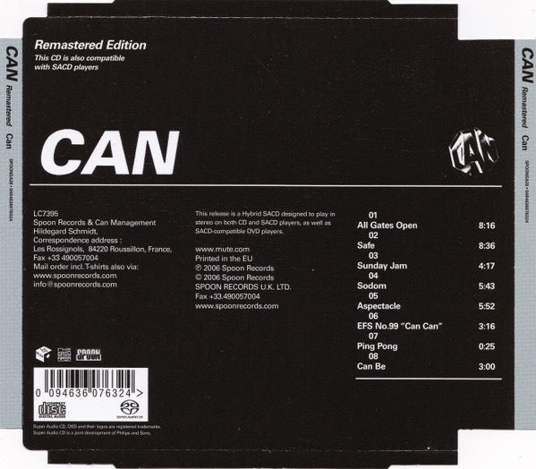 Image of Back Cover of CD - VG+/VG+ - CAN, Can (Spoon Records; SPOONSA28, Europe 2006 Reissue, Super Jewel case, SACD, Hybrid, Remastered), ,  - 3316573C