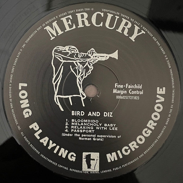 Image of Label Cover of LP - VG+/VG+ - CHARLIE PARKER AND DIZZY GILLESPIE, Bird And Diz (Verve Records; 000602577271823, USA & Europe 2019 Reissue), ,  - 3326213E