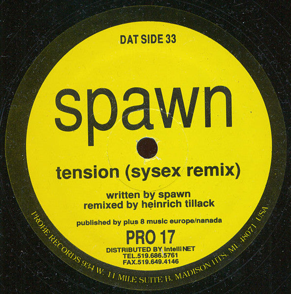 Image of Back Cover of 12" - /VG - TESTE / SPAWN, Sysex Remixes (Probe Records; PRO 17, Canada 1993, Plain Sleeve), ,  - 3326250E