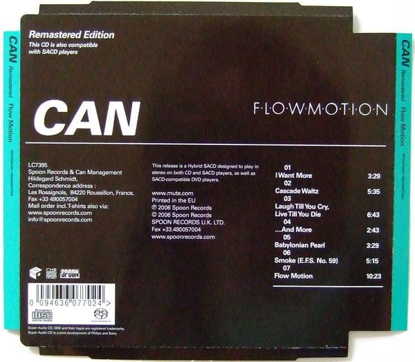 Image of Back Cover of CD - VG+/VG+ - CAN, Flow Motion (Spoon Records; SPOONSA26, UK & Europe 2006 Reissue, Super Jewel case, SACD, Hybrid, Remastered), ,  - 3316577C
