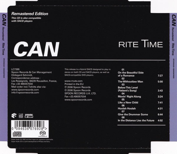 Image of Back Cover of CD - VG+/VG+ - CAN, Rite Time (Spoon Records; SPOON SA 29, Europe 2006, Super Jewel case, SACD, Hybrid, Remastered), ,  - 3316583C