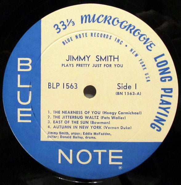 Image of Label Cover of LP - VG/VG - JIMMY SMITH, Plays Pretty Just For You (Blue Note; BLP 1563, US 1963 Reissue), ,  - 3326299E