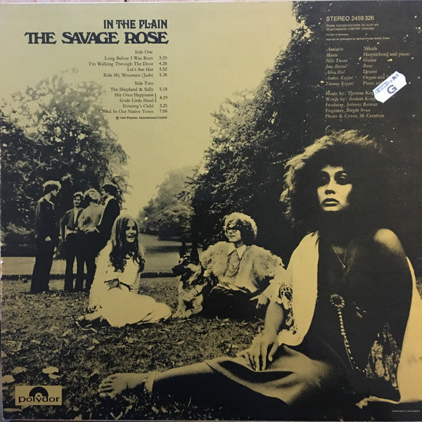 Image of Back Cover of LP - VG/VG+ - THE SAVAGE ROSE, In The Plain (Polydor; 2459 326, Germany 1976 Reissue), WOL. WOS. Edge wear, heavy creasing.,  - 3346302S