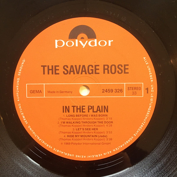 Image of Label Cover of LP - VG/VG+ - THE SAVAGE ROSE, In The Plain (Polydor; 2459 326, Germany 1976 Reissue), WOL. WOS. Edge wear, heavy creasing.,  - 3346302S