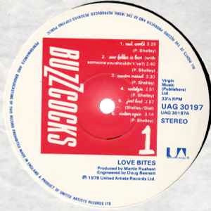 Image of Label Cover of LP - VG/VG+ - BUZZCOCKS, Love Bites (UA; UAG30197, UK 1978, Embossed Sleeve, Insert), One light mark on B side. Strong VG sleeve, slightly discoloured, light ring wear.,  - 3346306S