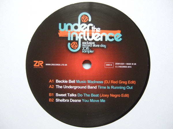 Image of Label Cover of 10" - VG/VG+ - VARIOUS, Under The Influence 2015 Sampler (Z Records; ZEDD12221, UK 2015), Sleeve in opened shrinkwrap, top right corner has folding sign. Vinyl in great condition.,  - 3346320S