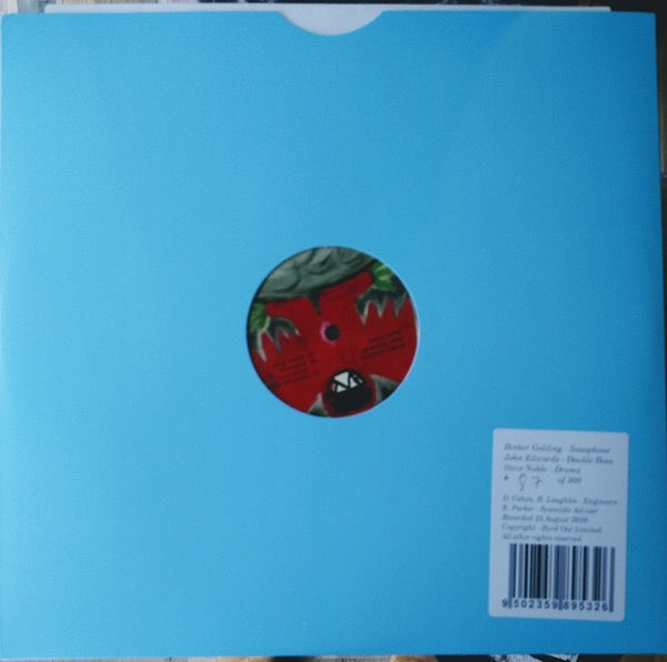 Image of Back Cover of LP - VG+/VG+ - BINKER GOLDING, JOHN EDWARDS, STEVE NOBLE, Moon Day (Byrd Out; BYR030, UK 2021, Stickered Plain Die Cut Sleeve, Numbered), Light marks only. No.52, Limited Edition of 200 hand-numbered copies on black vinyl.Recorded 25 August 2020, during a gap between the various lockdowns of 2020. - 3316624C