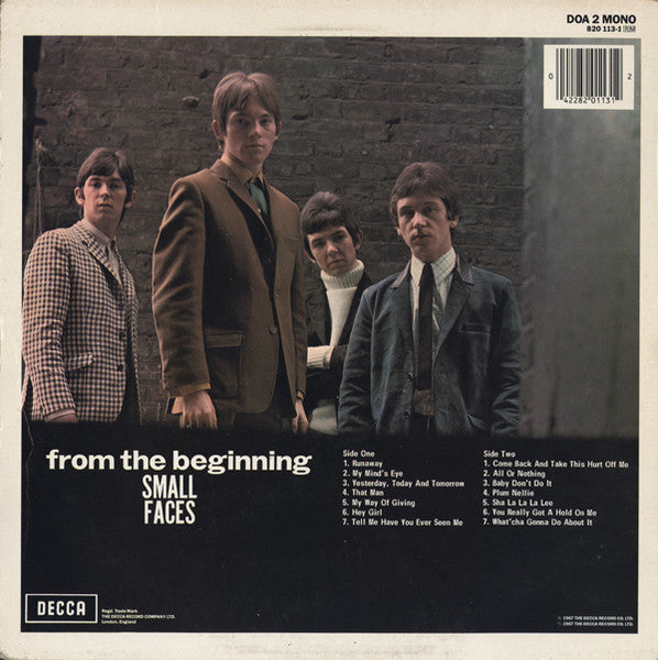 Image of Back Cover of LP - EX/VG+ - THE SMALL FACES, From the Beginning (Decca  Black Boxed; DOA2, UK 1980s Reissue, Mono ), ,  - 3326326E