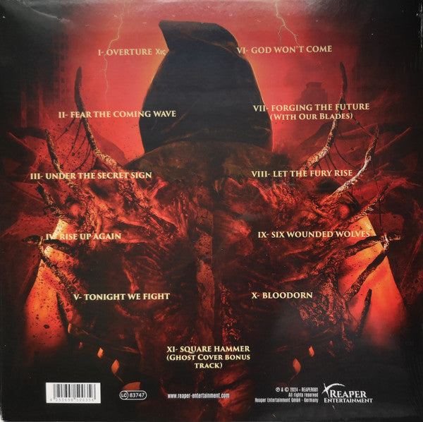 Image of Back Cover of LP - EX/EX - BLOODORN, Let The Fury Rise (Reaper Entertainment ; REAPER081, Europe 2024, Insert, Orange/Black Marbled Vinyl), Opened Instore, Still In Shrinkwrap,  - 3326318E