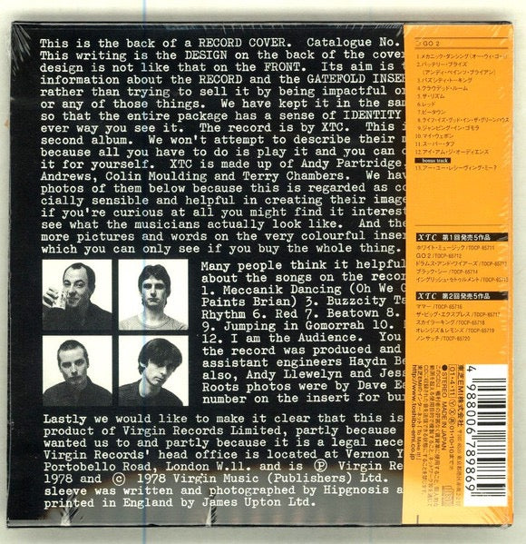 Image of Back Cover of CD - VG+/VG - XTC, Go 2 (Virgin; TOCP-65712, Japan 2001 Reissue, Card Sleeve, 3 Inserts, NO OBI), ,  - 3316685C