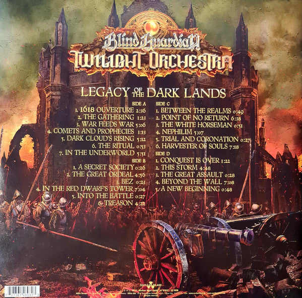 Image of Back Cover of 2xLP - VG+/EX - BLIND GUARDIAN TWILIGHT ORCHESTRA, Legacy Of The Dark Lands (Nuclear Blast ; 27361 46931, Europe 2019, Gatefold, Booklet, Picture Discs), Opened Instore, Still In Shrinkwrap, Sleeve Creased,  - 3326317E