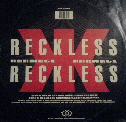 Image of Back Cover of 12" - VG/VG - RECKLESS, Reckless Karnage (Pulse-8 Records; 12 LOSE 19, UK 1992, Picture Sleeve), ,  - 3316627C