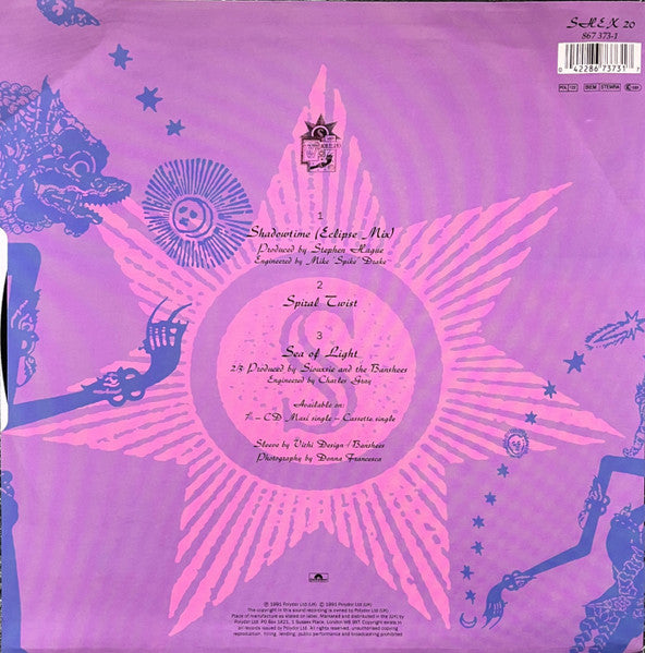 Image of Back Cover of 12" - VG/VG - SIOUXSIE AND THE BANSHEES, Shadowtime (Eclipse Mix) (Wonderland; SHEX 20, UK 1991), Strong VG - hairlines, ring wear,  - 3346348S