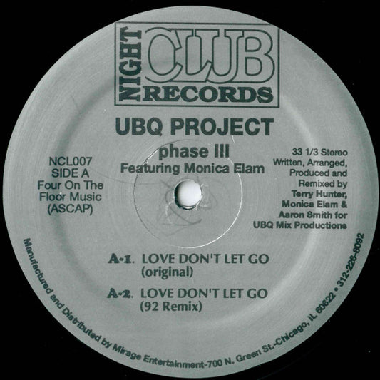 Image of Front Cover of 12" - /VG - UBQ PROJECT, Phase III (Night Club Records; NCL007, US 1992), Hariline marks only, plays VG+,  - 3346358S