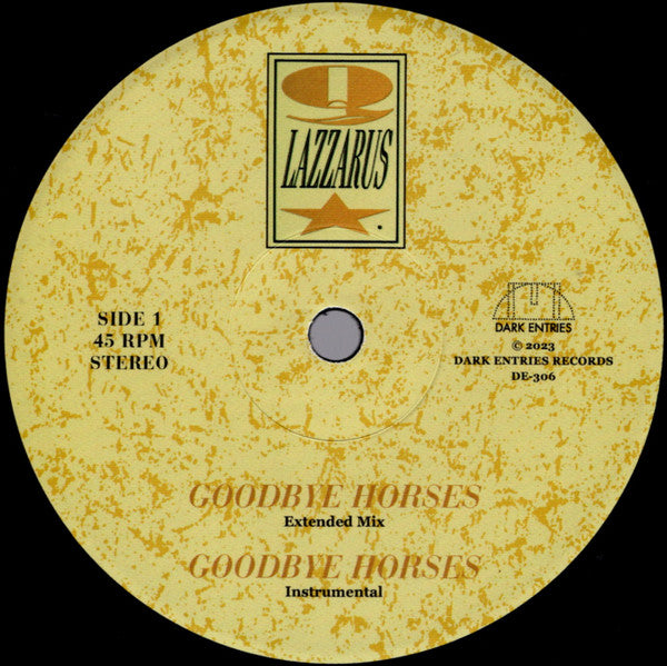 Image of Label Cover of 12" - VG+/VG+ - Q LAZZARUS, Goodbye Horses (Dark Entries; DE-306, US 2025 Reissue, Insert & Black Inner), ,  - 3346369S