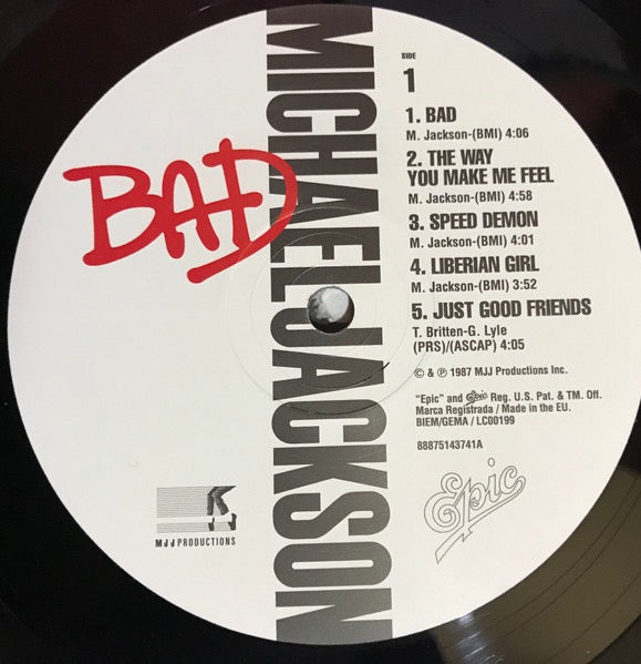 Image of Label Cover of LP - EX/VG+ - MICHAEL JACKSON, Bad (Epic; 88875143741, Europe 2000s Reissue, Gatefold, Inner), Still In Opened Shrinkwrap,  - 3416003C