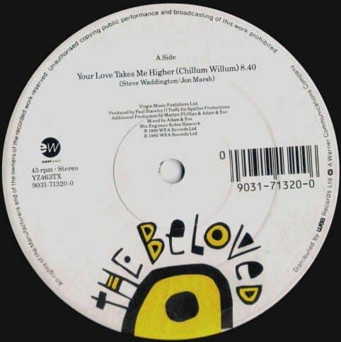 Image of Label Cover of 12" - VG/VG - THE BELOVED, Your Love Takes Me Higher (Remix) (EastWest; YZ463TX, UK 1990, Picture Sleeve), ,  - 3416031C