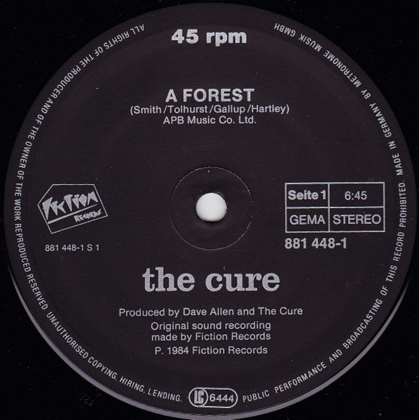 Image of Label Cover of 12" - VG/VG - THE CURE, Excerpt - The Cure Live (Fiction Records; 881 448-1, Germany 1984), Strong VG - a few hairlines, edge wear, edge creses,  - 3446013S