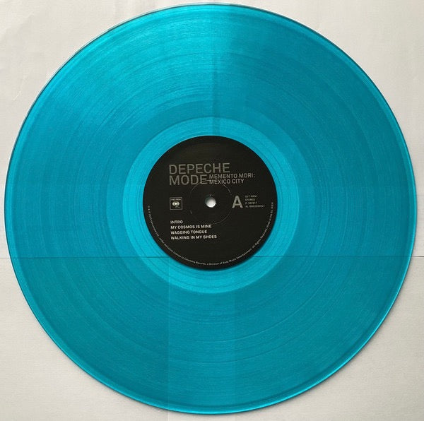 Image of Label Cover of 4xLP - VG+/VG+ - DEPECHE MODE, Memento Mori: Mexico City (Columbia; 19802990841, Europe 2025, Gatefold, 4 Inners, Aqua Blue Vinyl), Sleeve has a corner crease.,  - 3416013C