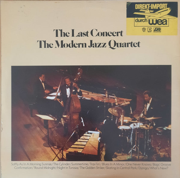 Image of Back Cover of 2xLP - VG/VG+ - THE MODERN JAZZ QUARTET, The Last Concert (Atlantic Orange & Green - With W Logo On Label Rim; K 60098, UK 1970s Reissue, Gatefold), Seems to be a late 70s reissue with Warner logo on rimtext, one pressing ring and all titles below the centre hole on all 4 labels. ,  - 3426041E