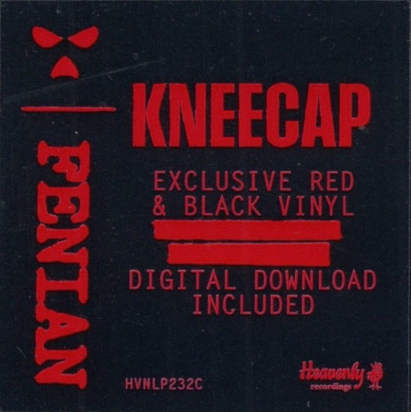 Image of Label Cover of LP - VG+/G+ - KNEECAP, Fenian (Heavenly Recordings; HVNLP232C, USA & Europe 2026, Stickered Plastic Sleeve, Inner & Insert, Red & Black Tri-Colour Vinyl), Vinyl has lots of marks from storage.,  - 3416020C
