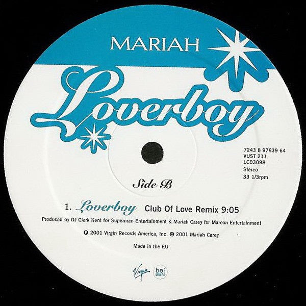 Image of Label Cover of 12" - VG+/VG - MARIAH CAREY, Loverboy (Virgin; VUST 211, UK 2001, Picture Sleeve), Slight warp, doesnt affect playback,  - 3416039C