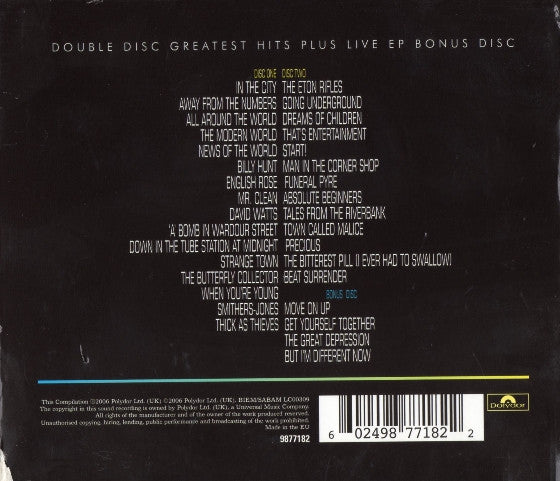 Image of Back Cover of CD - VG+/VG+ - THE JAM, Snap! (Polydor; 9877182, UK 2006), ,  - 3436009E