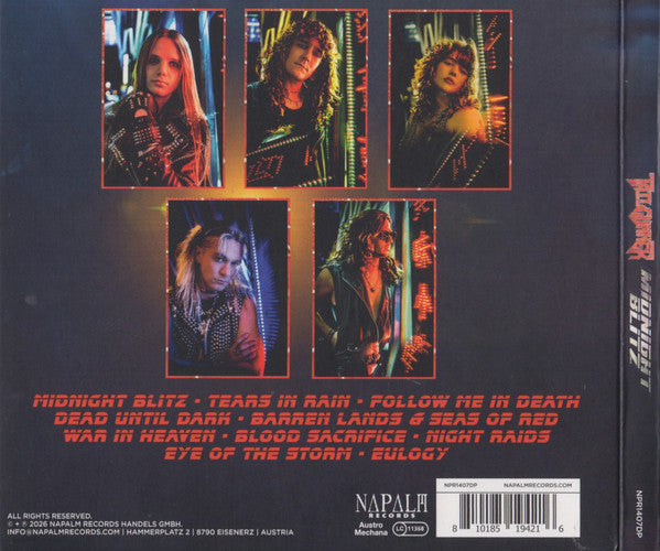 Image of Back Cover of CD - VG+/VG+ - TAILGUNNER, Midnight Blitz (Napalm Records; NPR1407DP, Europe 2026, Triple Digipak, Booklet), ,  - 3436026E
