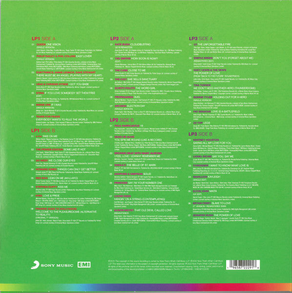 Image of Back Cover of 3xLP - VG/VG+ - VARIOUS, Now Yearbook '85 (Sony Music; LPYBNOW85, UK 2022, Black Inners, Green Vinyl), Still in shrinkwrap, corner bump. Water damage causing sleeve to warp slightly out of shape and stain.,  - 3446122S