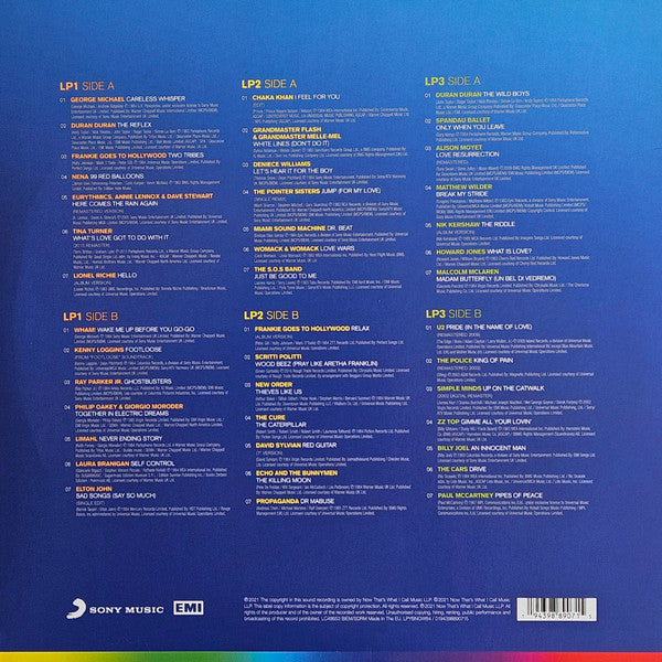 Image of Back Cover of 3xLP - VG/VG+ - VARIOUS, Now Yearbook '84 (Sony Music; LPYBNOW84, UK 2021, Black Inners, Blue Vinyl), Creasing, indents on sleeve, small stain on front, faint ring wear.,  - 3446125S