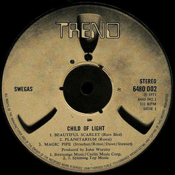 Image of Label Cover of LP - VG/G+ - SWEGAS, Child Of Light (Trend; 6480 002, UK 1971, Gatefold), Hairline marks, Sleeve a little worn round the edges,  - 3416080C