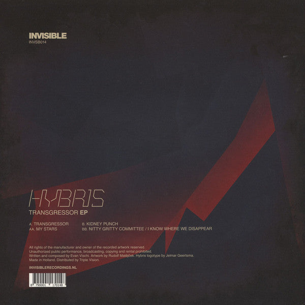 Image of Back Cover of 2x12" - VG/G+ - HYBRIS, Transgressor EP (Invisible Recordings; INVSB014, Netherlands 2015), Conservative grading, sleeve in opened shirnkwarp, vinyl only has light marks.,  - 3446127S