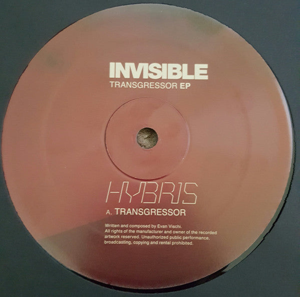 Image of Label Cover of 2x12" - VG/G+ - HYBRIS, Transgressor EP (Invisible Recordings; INVSB014, Netherlands 2015), Conservative grading, sleeve in opened shirnkwarp, vinyl only has light marks.,  - 3446127S